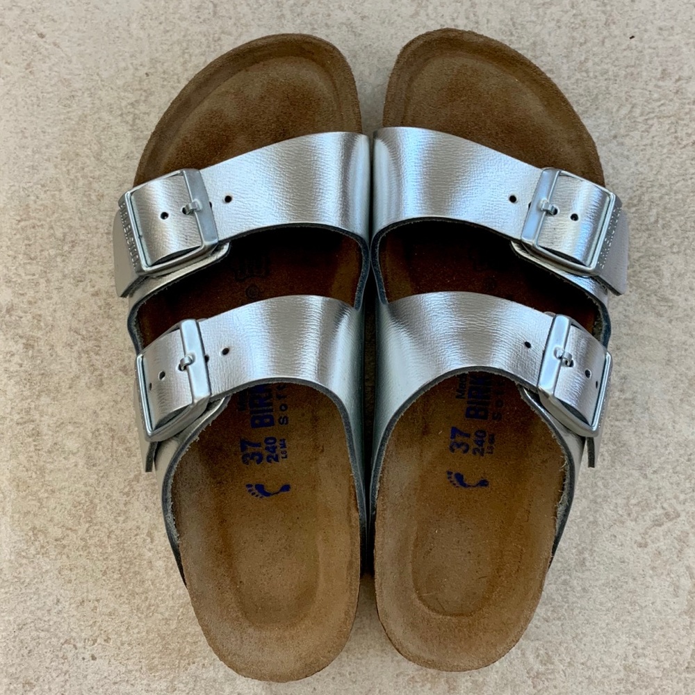 silver birkenstocks